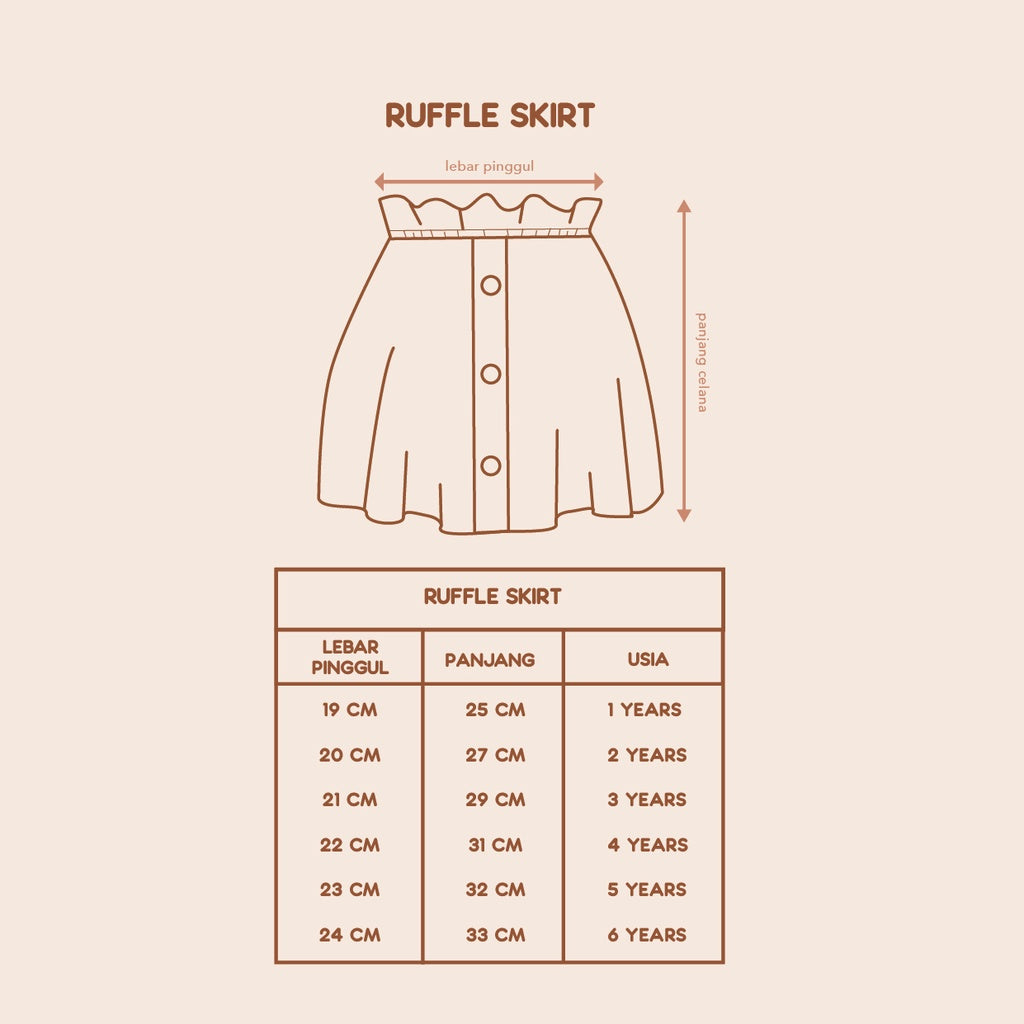 Rok Anak Perempuan Ruffle Skirt (1-6 Tahun)