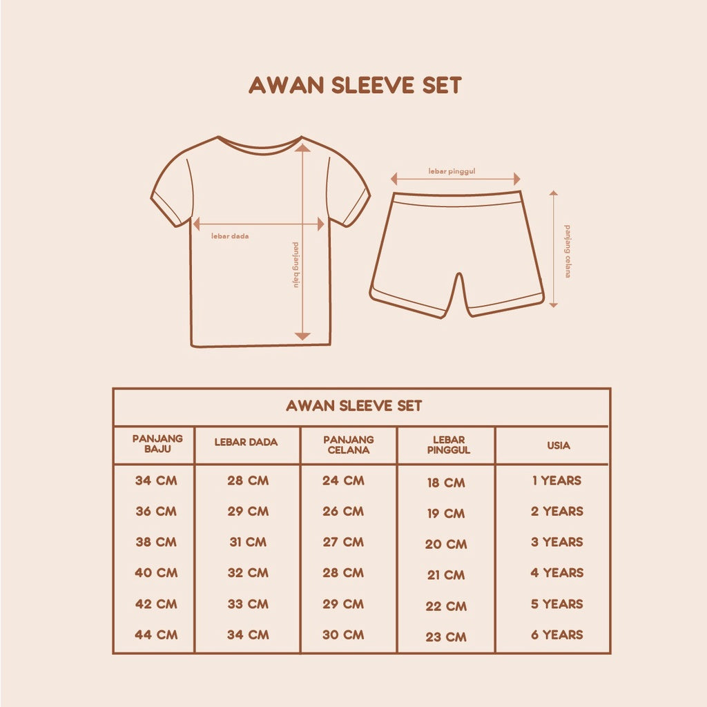 Set Kaos Anak - Awan Sleeve Set (1-6 Tahun)