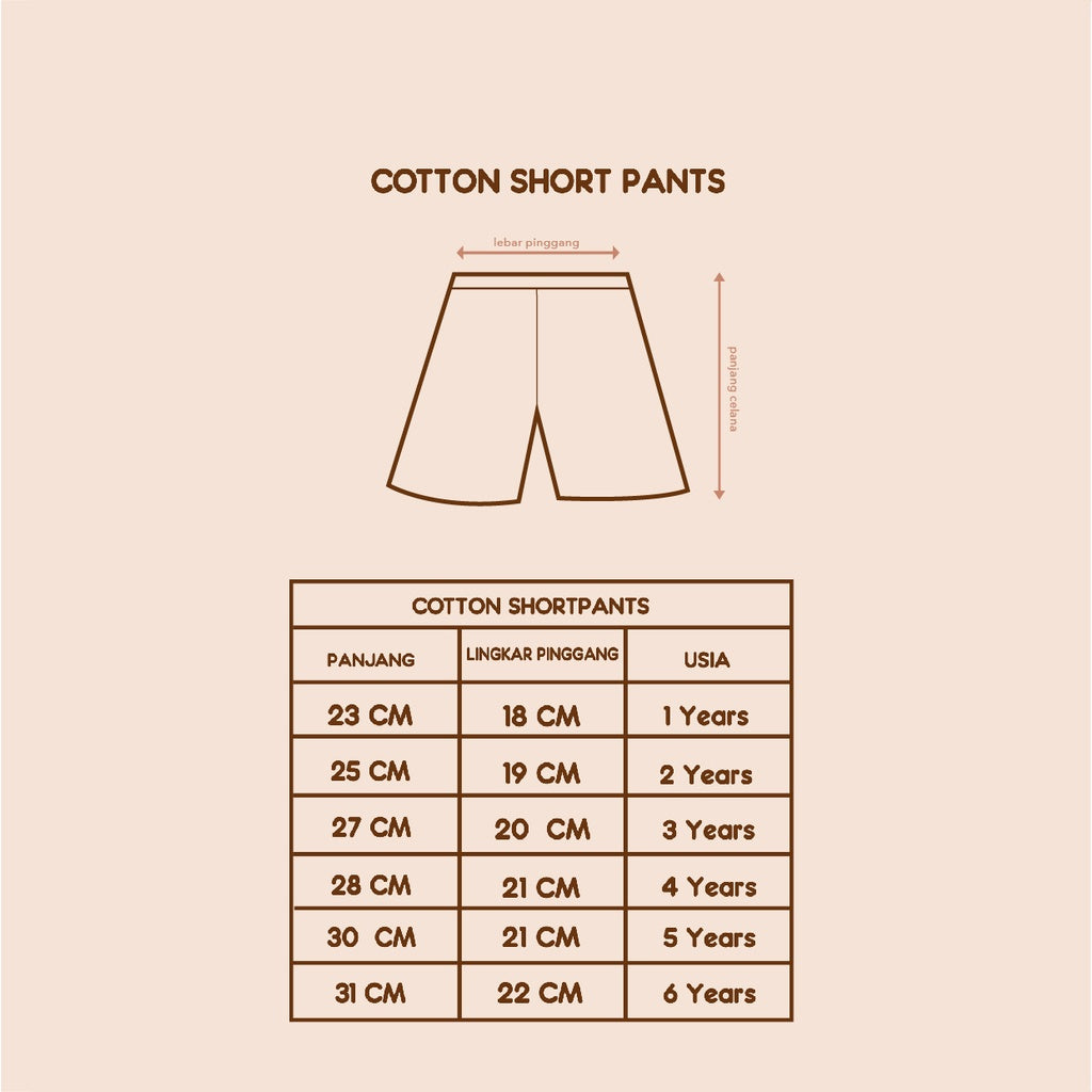 Celana Anak - Lollipop Cotton Short Pants  (1-6 Tahun)